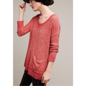 Moth Anthropologie Red Ombré Long Sleeve Waffle Knit Thermal Oversized XS